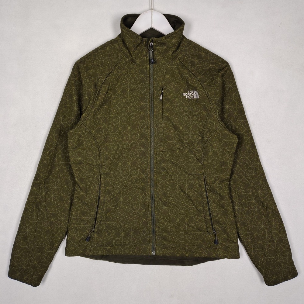 The North Face Womens M/M Full-Zip Patterned Fleece Jacket Olive Green Geometric